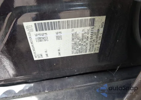 2011 Nissan Maxima 3.5 Sv из США, поврежденный, VIN 1N4AA5AP2BC844476